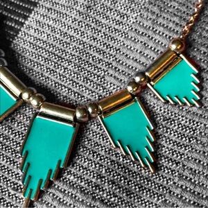 Beautiful Teal Enamel necklace‎ turquoise boho